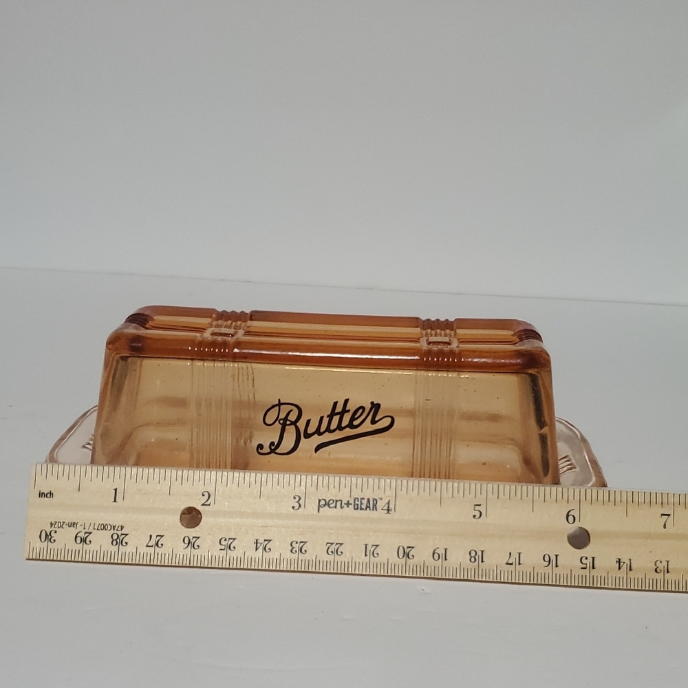 Amber Glass Butter Dish - Picture 6 of 6